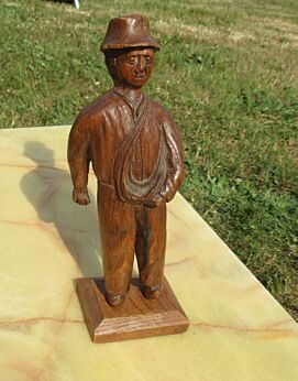 European Folk Art handmade Carved Wood Statuette farmer Sower