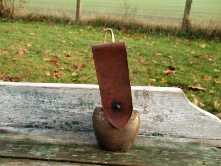 Vintage Authentic Swiss  bell  Cowbell Folklore Melchtal Leather Strap 