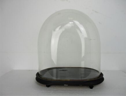 Antique Victorian Oval Hand Blown Glass Globe Dome Doll Clock 17.0" H 16.33"!!
