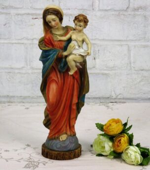 Italian Statue Virgin Mary Madonna with Infant Jesus Resin Raphael Sistine Style