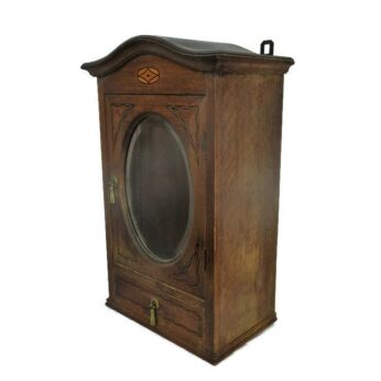 Art Deco Kitchen Apothecary Bathroom Cabinet Oval Beveled Glass Mirror Inlay WOW