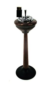 Funky Vintage 50s Brass Standing Floor Push Ashtray Teak and Copper Era panton eames