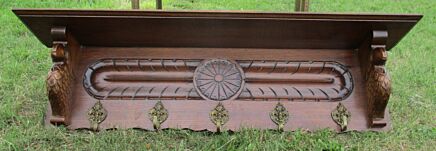 Antique Hand Carved Wood Coat Hat Rack Eagles Stunning