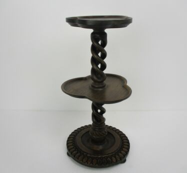 Vintage Carved wood Open Barley Twist Pedestal Display Table Plant Bonsai Flower Stand extremely rare Barn Style