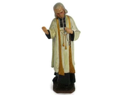 Statue Saint John Vianney Curé of Ars French Priest Plaster Collector Church