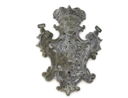 Antique Cast Brass Furniture Trim Ornate Reclaimed Hardware Architectural Beautiful Crown Shield
