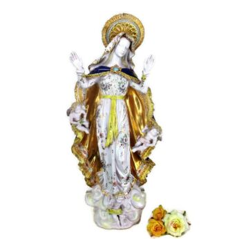 Large Statue Virgin Mary Madonna Angels Pattarino House Signed Italy Terracotta