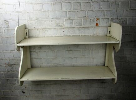 Reclaimed Rustic White Barn Shelving 2 Shelves Authentic Charming painted white