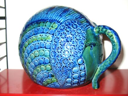 Vintage Fat Italian Ceramic Elephant Rimini Blue Bitossi Fratelli Raymor era
