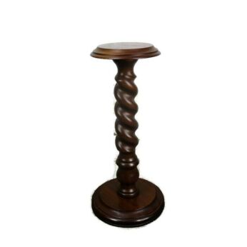 Hand Carved Wooden Barley Twist Pedestal Display Side Table Plant Stand 24.80"