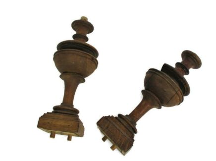 2 Large Reclaimed Carved Wood Large Spindles Balusters Trim Posts Pillar Salvaged