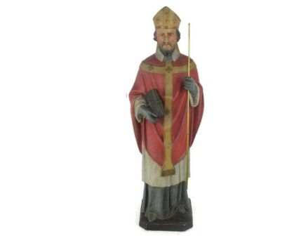 XL Church Chapel Antique plaster Statue Saint St. Nicholas of Bari or Myra Bishop