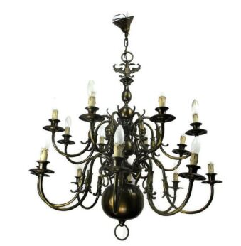 Impressive Huge Double Castle Chandelier 16 Lights Fish HTF Ornate Brass