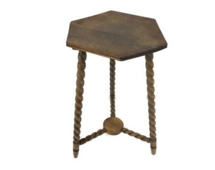 Barley Twist Wooden Side Wine Table Pedestal Plant Bonsai Stand Two Tier Barn Country Farmhouse Style