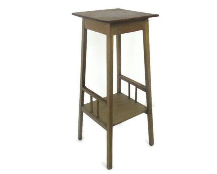 Hand Carved Wood Side Wine Table Pedestal Plant Stand Barn Country Style Art Deco two tier