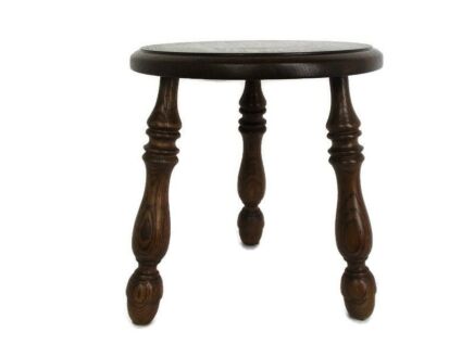Wooden Tripod Side Display Wine Table Pedestal Plant Bonsai Stand Milking Stool Barn Country Farmhouse Style French Oak