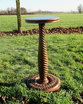 Large Carved wood Twisted Pedestal Display Table Plant Stand 28.74" Lovely