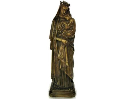 Vintage Statue Virgin Mary Our Lady Madonna Infant Child Plaster Tenderness Sedes sapientiae 11.41"