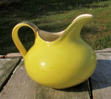Vintage Yellow Keramis Boch Freres Belgium Milk Jar Marked