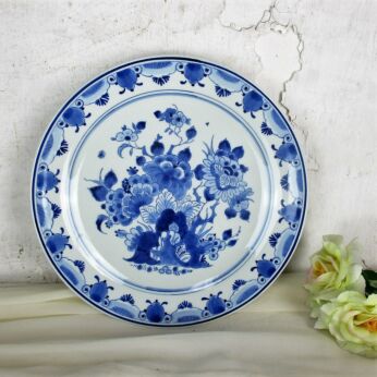 Porceleyne Fles Hand Painted Delfts Delft Blue Holland Plate Tile Flowers 9.84"