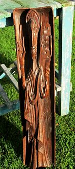 Hand Carved Dark Wood Wall Panel Jesus Christ Figurine 3D