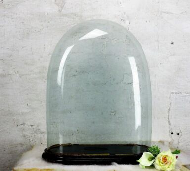 L Antique Victorian Oval Hand Blown Glass Globe Dome Doll Clock 19.2" H 14.9"W