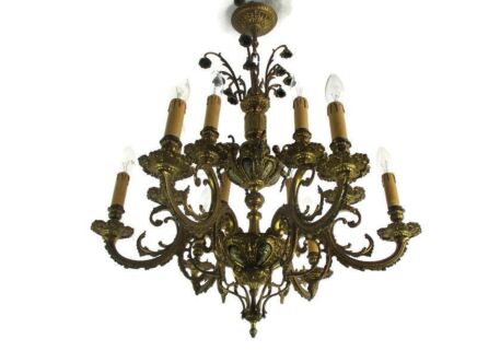 Large Rococo Double 12 Arms Lights Castle Chandelier Bronze Putti Flowers WOW