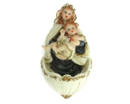 Italian Holy Water Font Resin Our Lady Madonna Mother Mary Virgin Infant Jesus