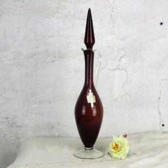 French Vintage Retro Opaline de Versailles Cased Glass Lid Bottle Vase Brown Red