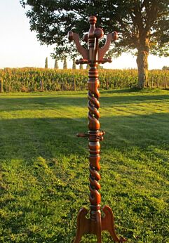Open Barley Twist Carved Wood Coat Hat Rack Hall Tree Stand Floor Mid Century