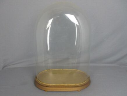 Antique Victorian Oval Hand Blown Glass Globe Dome Doll Clock 17.91" 13.18"