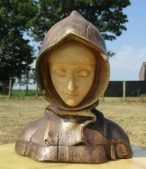 Vintage Statuette bust Monk Habit Chalk Plaster Gothic Marked Mysterious