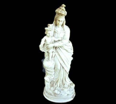 Miniature Statue Virgin Mary Madonna Infant Jesus Angels at Feet Sweet 4.72"