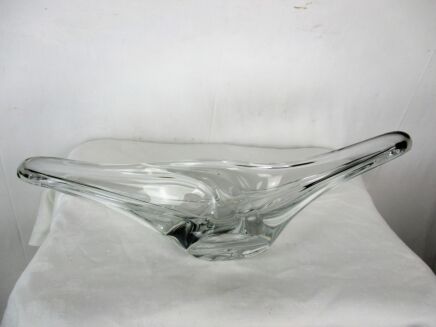 Large Crystal Daum France Clear Bowl Dish Centerpiece Basket Marked Gorgeous