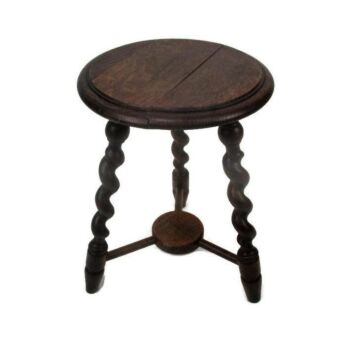 Small Barley Twist Wooden Tripod Side Display Table Pedestal Plant Stand 15.15"