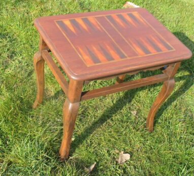 Nice Vintage Inlay Wooden Backgammon Game Side Table
