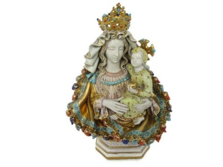 Statue Bust Virgin Mary Madonna Infant Jesus Christ Pattarino House Signed Italy Terracotta Gorgeous