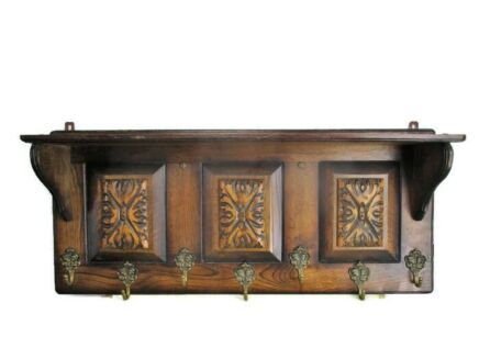 Gorgeous French Vintage Antique hand Carved Wood Coat Kitchen hat Rack