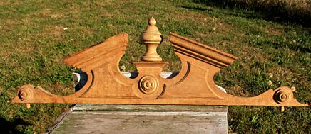 Carved Sanded Wood Pediment Ornate Overdoor Architectural Removable Spindle