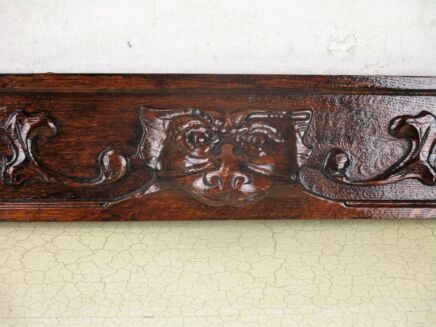 Gothic Corbel Hand Carved Wood Pediment Overdoor Architectural Dragon Lion Head