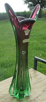 Murano Sommerso Venetian Retro Art Uranium Glass Vase