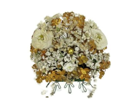 Antique Victorian French Bridal Wedding Silk Flowers Ormolu Gorgeous Boucquet