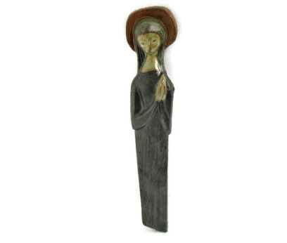 Wall Plaque Virgin Mary Infant Child Wall Hanging Era Perignem Style Ceramic Vintage