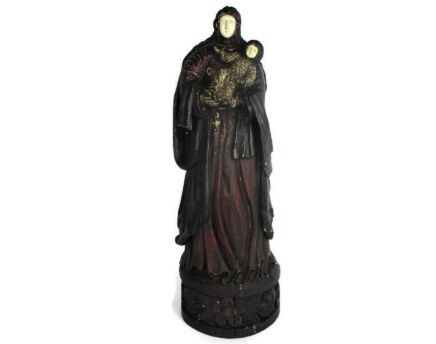Antique Statue Virgin Mary Our Lady Madonna Infant Child 19th Century Wood WOW