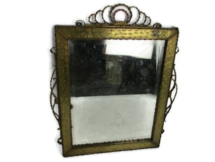 Design Mirror Verlinden Art Deco Brutalist Beveled glass Brass Frame Unique
