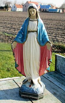 Small Vintage Virgin Mary Madonna Plaster Statuette remembrance Holy Mission