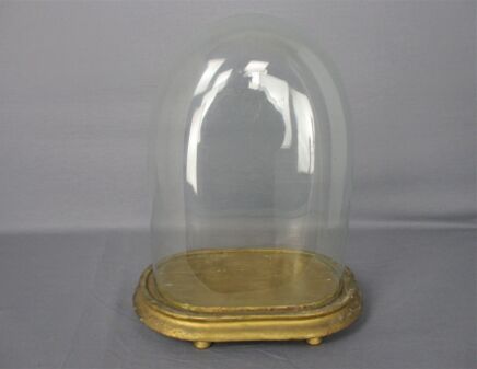 Antique  Oval Hand Blown Glass Globe Dome Doll Clock Steampunk 12.79" H 9.44"W