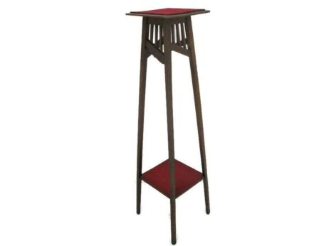 Art Nouveau Style Pedestal Table Plant Flower Stand Side Table Two Tier Barn Red Fabric Gorgeous 42.91"