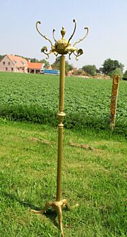 Elegant Ornate Vintage Coat Hat Rack Hall Tree Stand Floor Brass Gorgeous