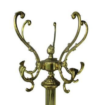 Standing Hall Tree Coat Rack Ornate Brass Hollywood regency Marble Base Lion legs